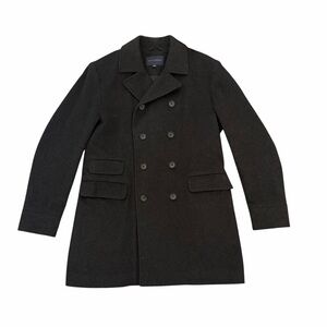 Banana Republic Mens Peacoat Wool Double Breasted Coat Black Large
